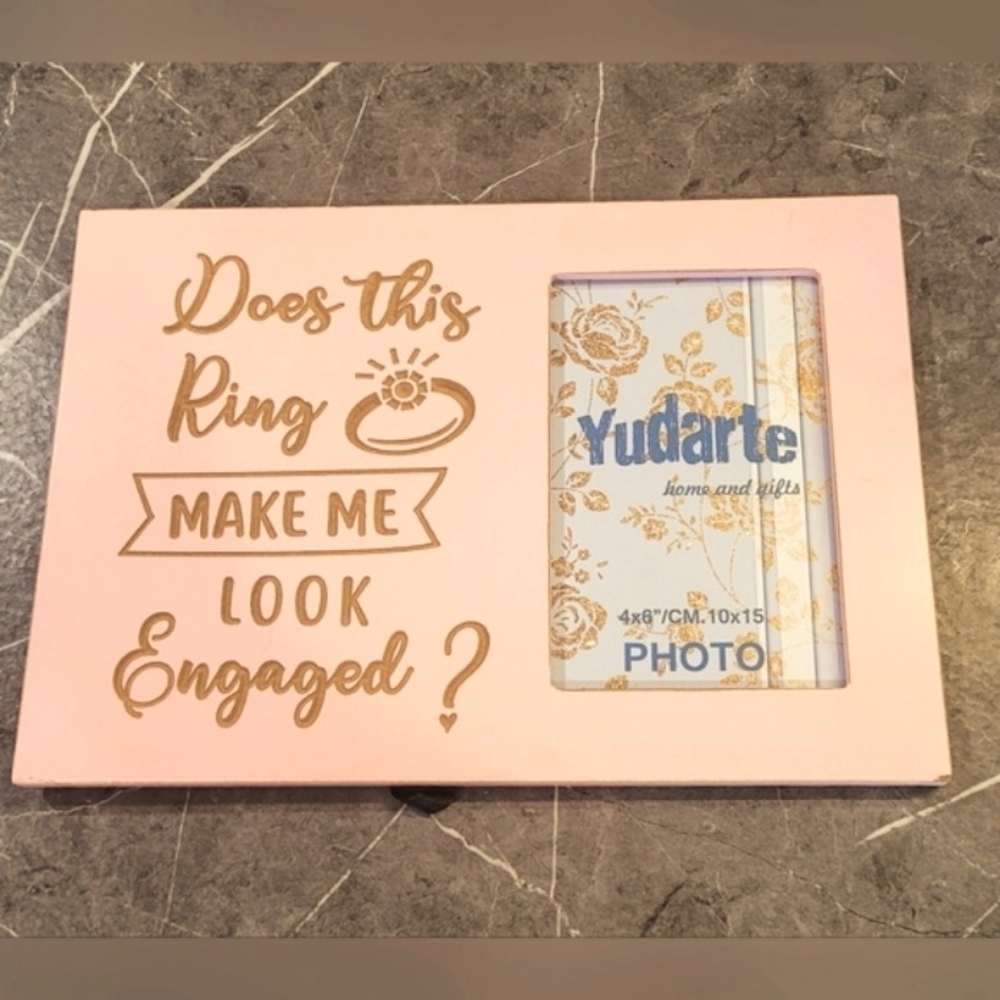 Pink Photo Frame with Gold Text